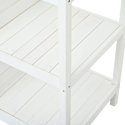Topmax 66in outdoor farmhouse wooden potting bench table, white HouseOfZazla workstation on Tampa Home & Garden Store