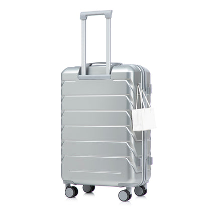 3-piece ABS spinner luggage set HouseOfZazla silver with telescoping handle and four-wheel base on Tampa Home & Garden Store