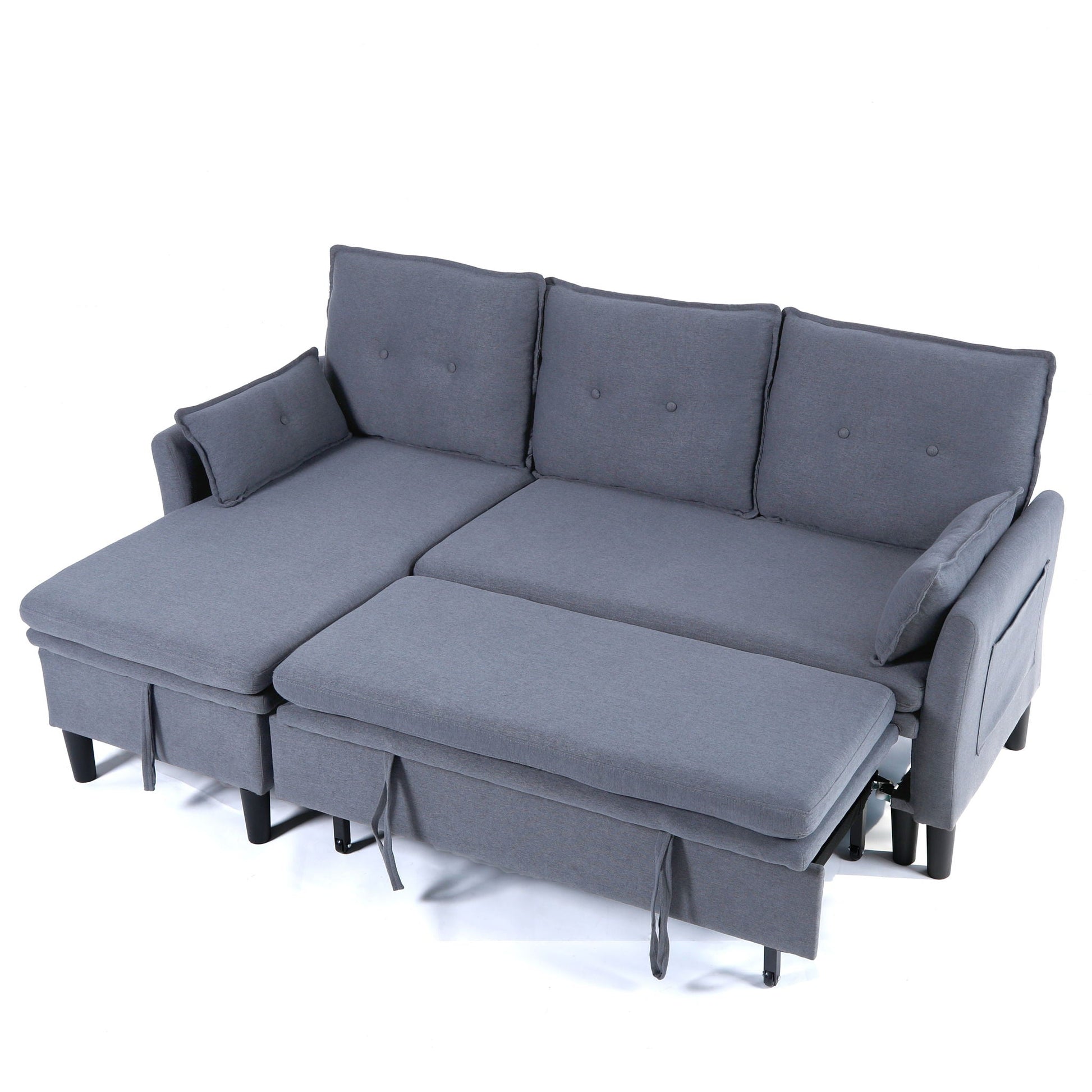 L-shaped reversible chaise sectional sofa with storage in gray-blue fabric by HouseOfZazla on Tampa Home & Garden Store