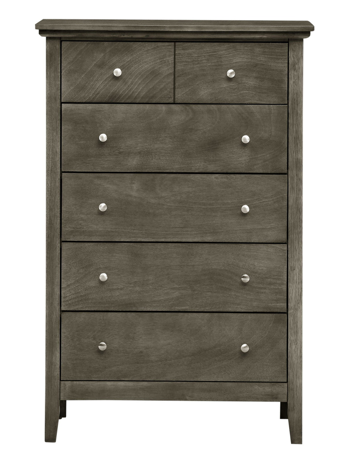 Accent chest with wood veneers and nickel hardware in grey-wash finish, multi-drawer by HouseOfZazla on Tampa Home & Garden Store