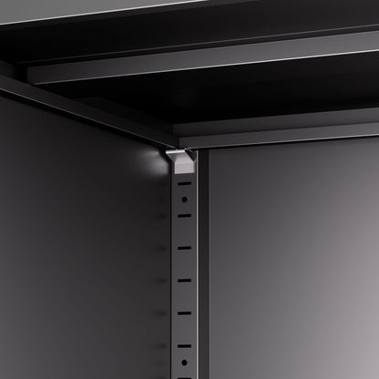 Steel garage storage cabinet frame with adjustable shelf holes in black finish on Tampa Home & Garden Store