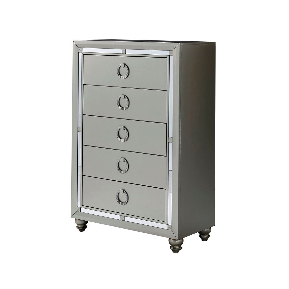 Gemstone silver accent chest Chloe with mirrored trim and ring pulls by HouseOfZazla on Tampa Home & Garden Store