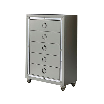 Gemstone silver accent chest Chloe with mirrored trim and ring pulls by HouseOfZazla on Tampa Home & Garden Store