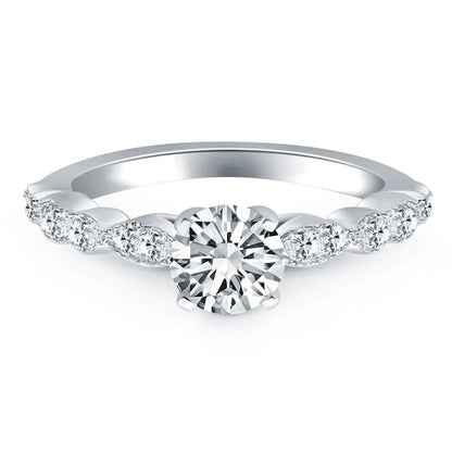 Engagement ring, 14k white gold with a center diamond and pavé diamonds along the band on Tampa Home & Garden Store