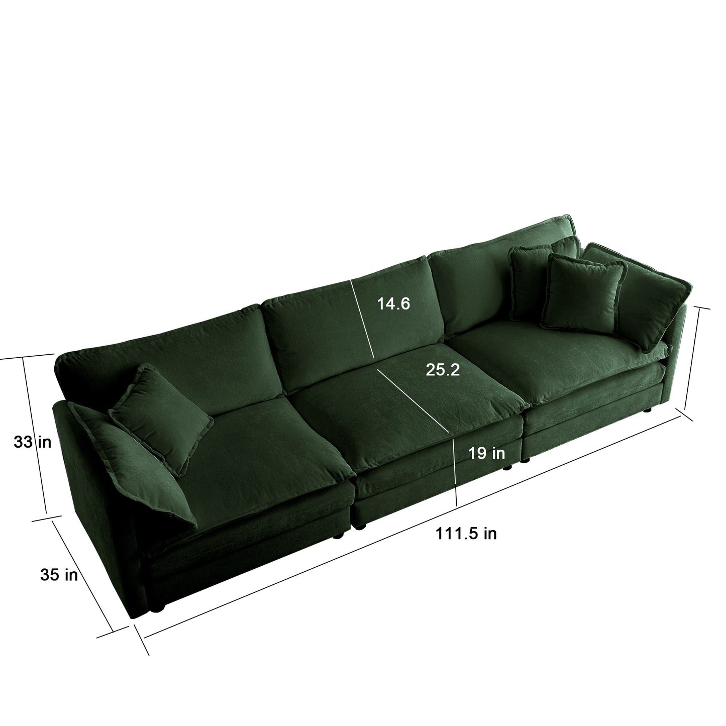 2-piece green chenille sectional sofa set upholstered modern design on Tampa Home & Garden Store