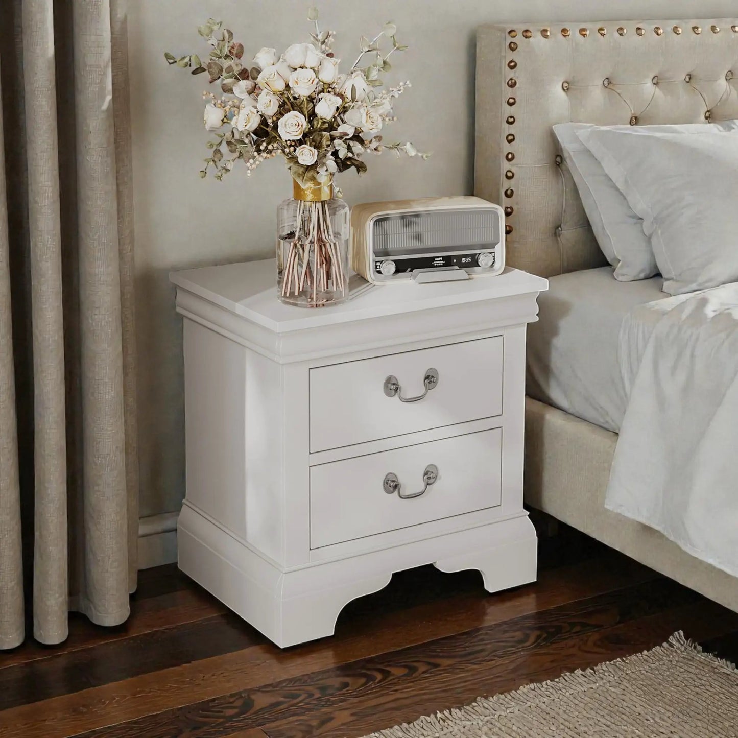Nightstand With Two Drawers Classic Design