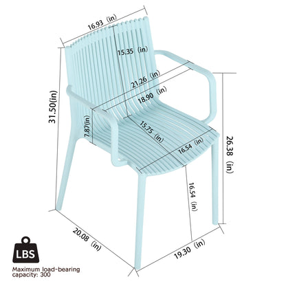 4-piece stackable outdoor chairs with vertical stripe design in light blue by HouseOfZazla on Tampa Home & Garden Store