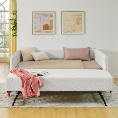 Upholstered Daybed With Pop Up Trundle For Guests