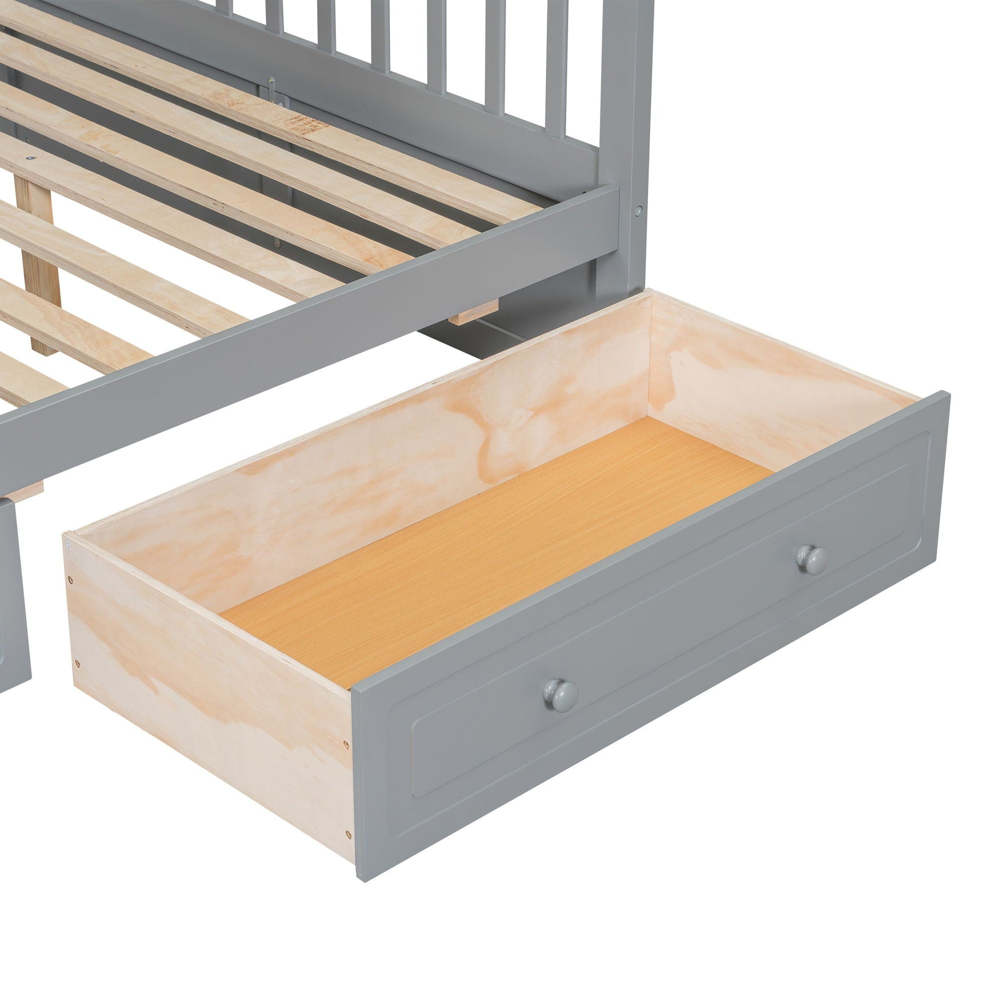 Bunk Bed With Drawers gray convertible storage bed with under-bed drawers by HouseOfZazla on Tampa Home & Garden Store