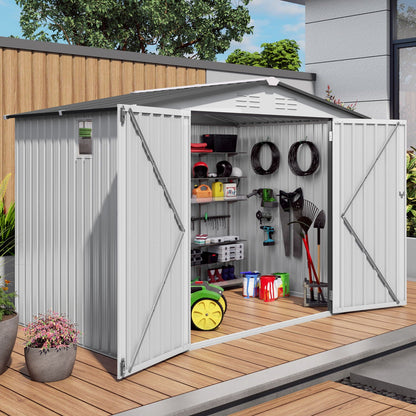 Metal Garden Storage Shed Pitched Roof And Door