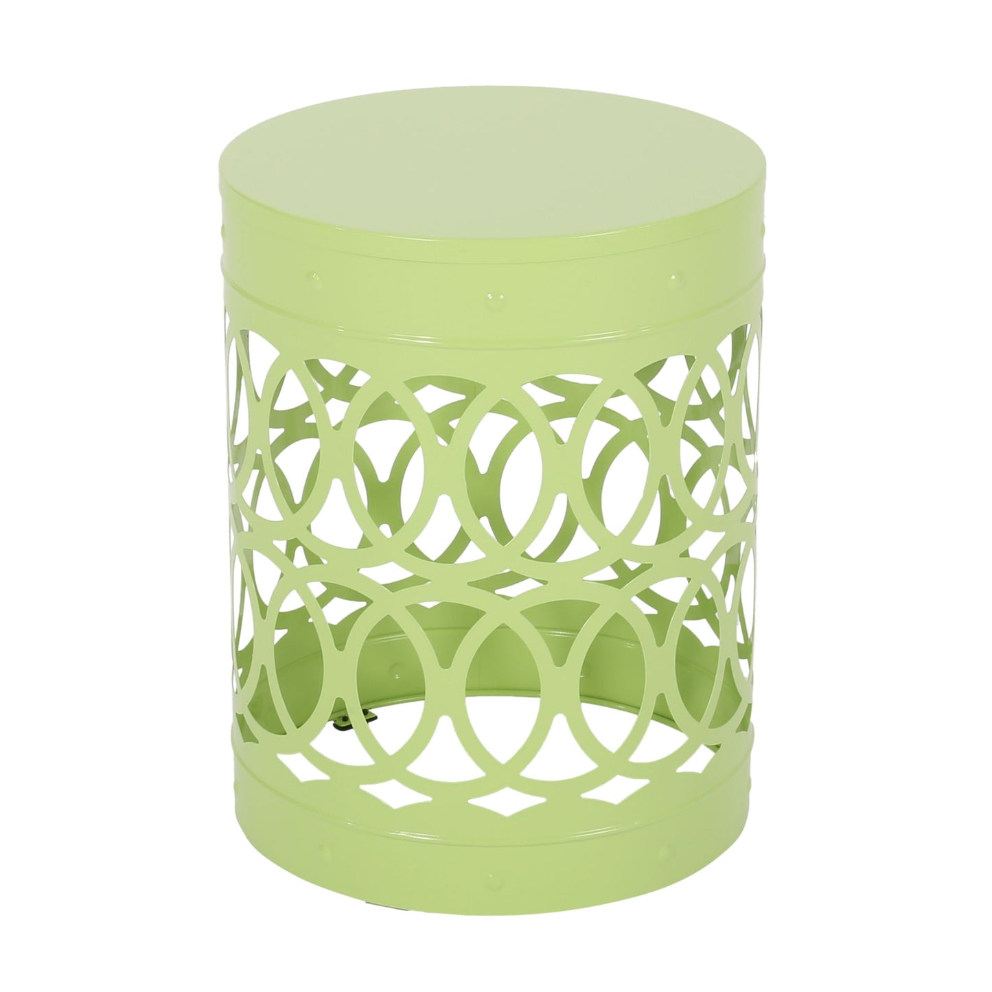 Large Outdoor Metal End Table with Floral Cut