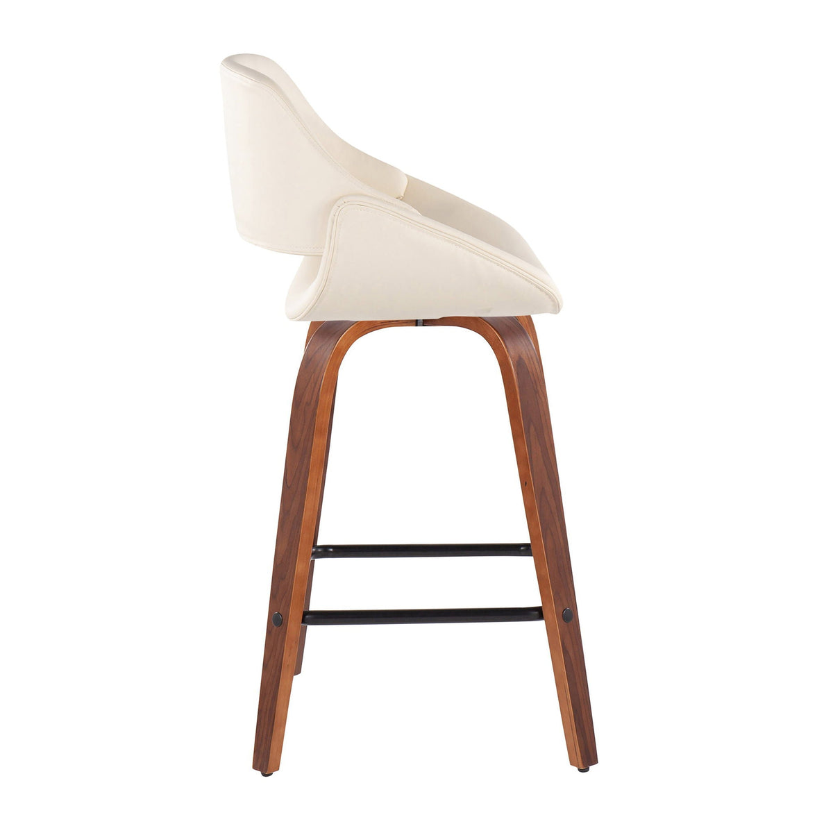 Fabrico mid-century modern counter stools set of 2 with cream upholstery and curved wood legs on Tampa Home & Garden Store