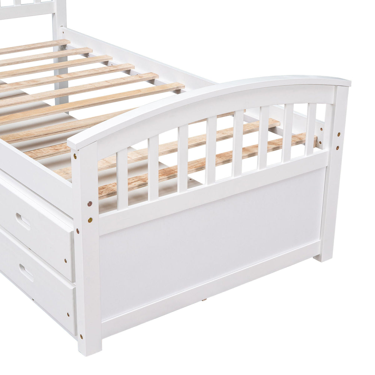 White platform storage bed in solid wood with light wood slats and 6 drawers by HouseOfZazla on Tampa Home & Garden Store