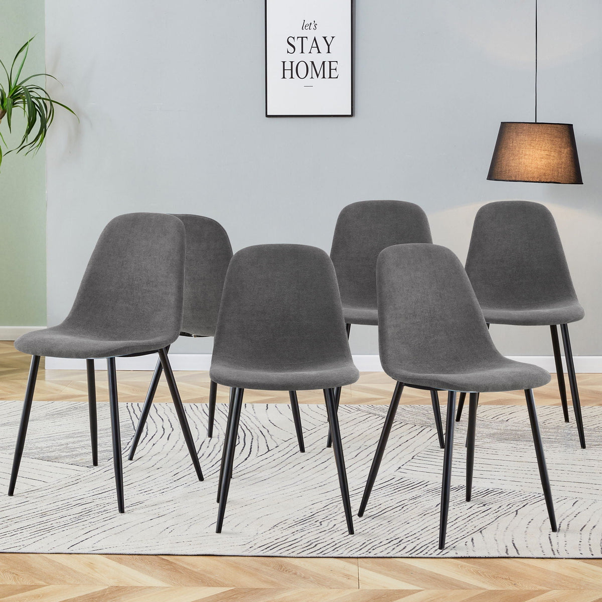 Modern Medieval Style Cushioned Side Chairs set with metal legs in grey fabric by HouseOfZazla on Tampa Home & Garden Store