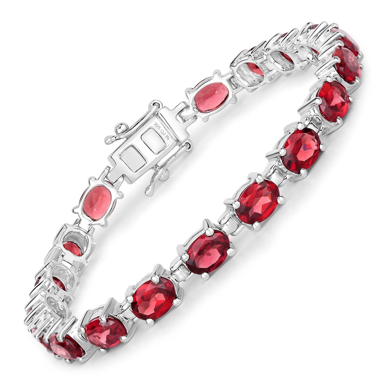 Garnet bracelet 15.3ct, .925 sterling silver with red oval gems, Bids.com on Tampa Home & Garden Store