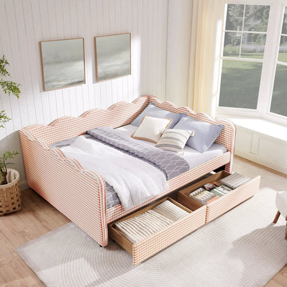 Gingham Daybed With USB Port and Wave Design