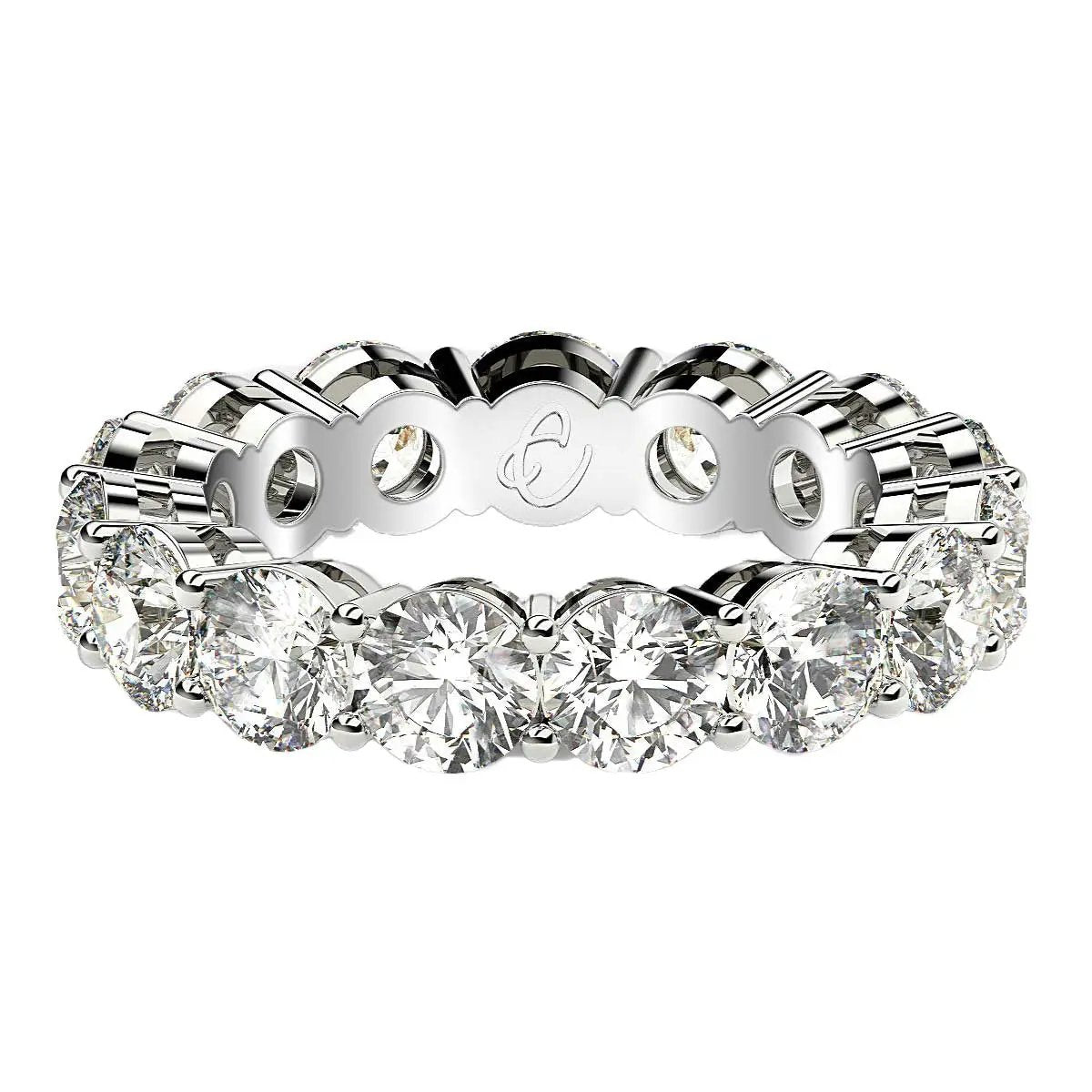 Round-cut lab-grown diamond eternity ring in 14k white gold, 5 cttw FG/VS2, prong-set on Tampa Home & Garden Store