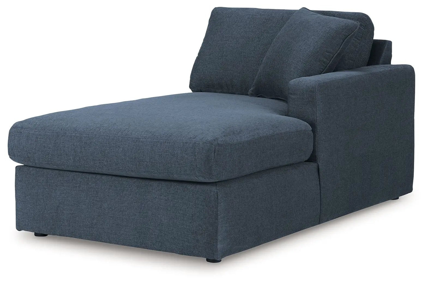 Modmax Sectional in Ink blue fabric with chaise and two back cushions on Tampa Home & Garden Store