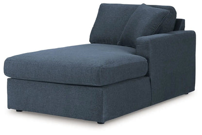 Modmax Sectional in Ink blue fabric with chaise and two back cushions on Tampa Home & Garden Store