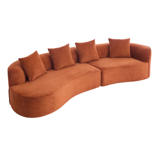 126-inch curved sectional sofa in dark orange with full foam by HouseOfZazla on Tampa Home & Garden Store