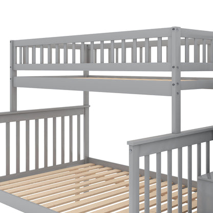 Bunk Bed With Staircase gray wooden frame with slatted rails on Tampa Home & Garden Store