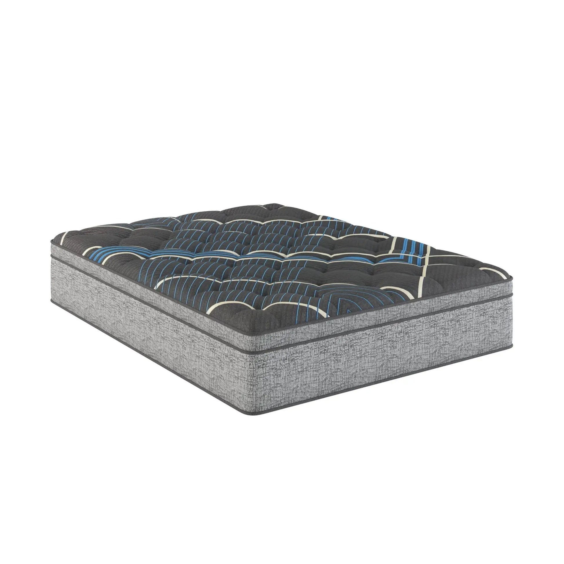 Comfort Care 15in Euro Top Hybrid Mattress plush gray blue stripes on Tampa Home & Garden Store