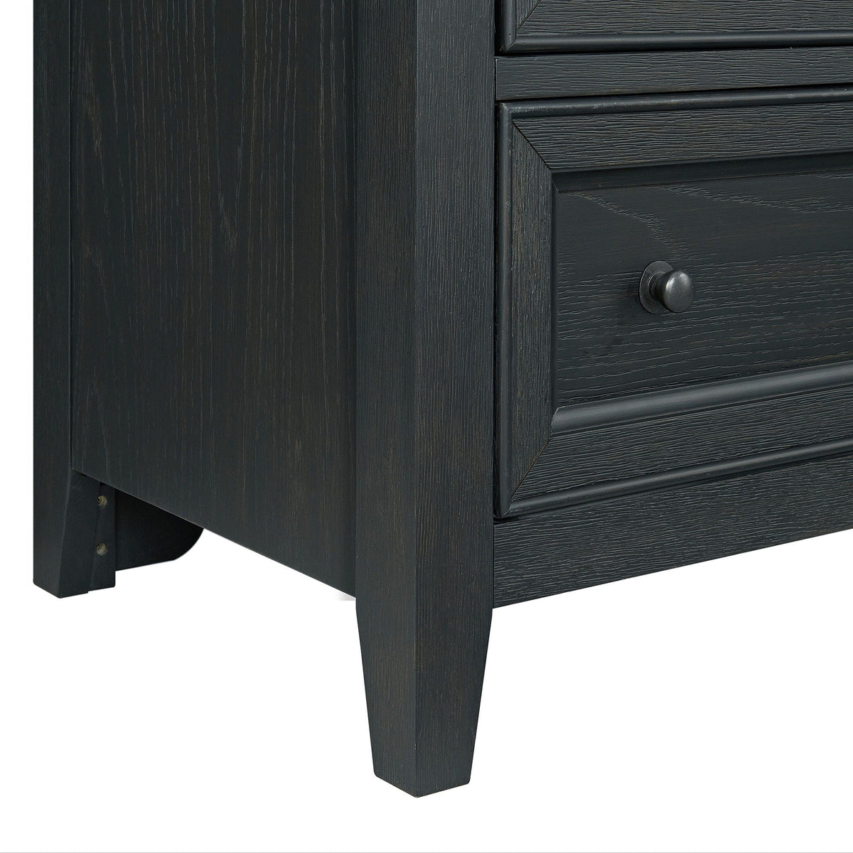 6 Drawer Chest in black wood with smooth slides and round knobs on Tampa Home & Garden Store