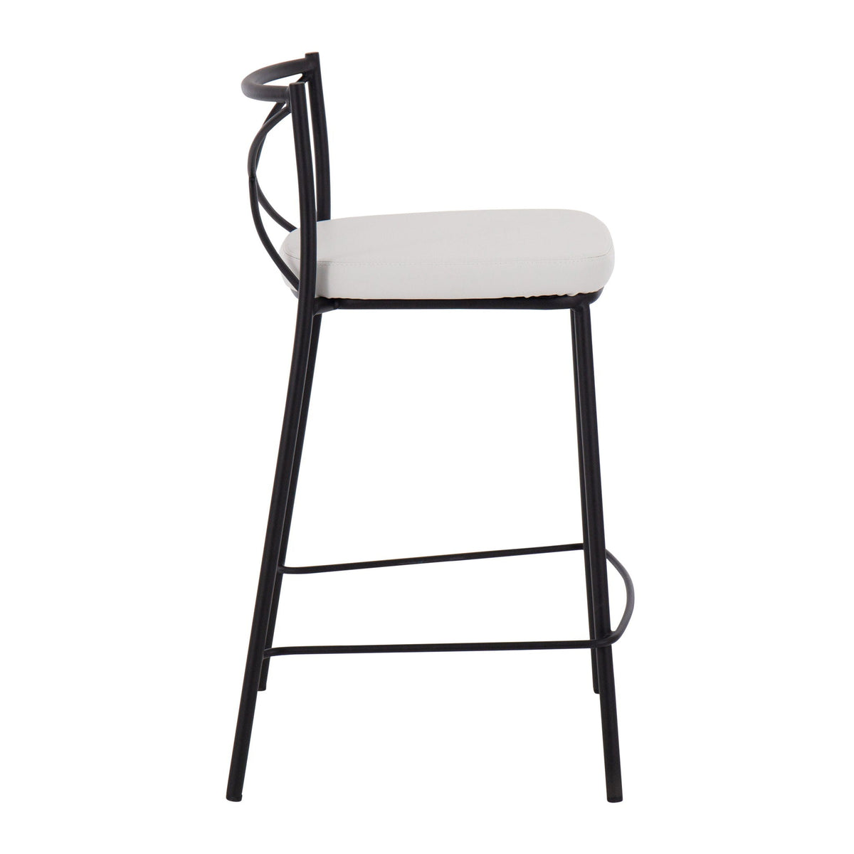 Modern Charlotte counter stool with white upholstered seat, black metal frame, rounded backrest on Tampa Home & Garden Store