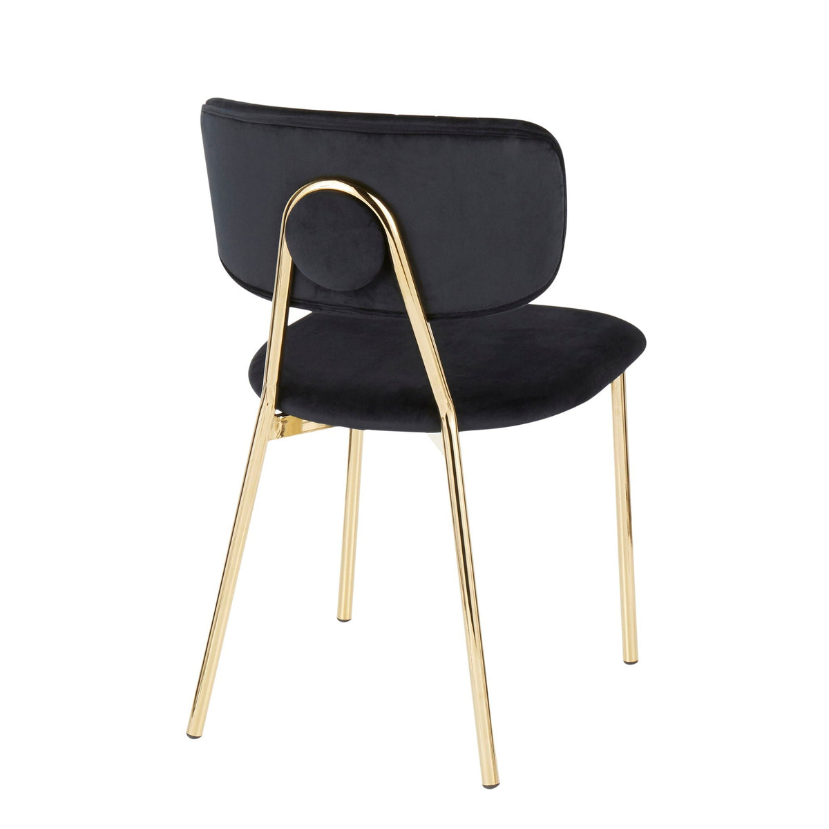 Contemporary glam chair set of 2 with tufted black upholstery and gold metal legs on Tampa Home & Garden Store