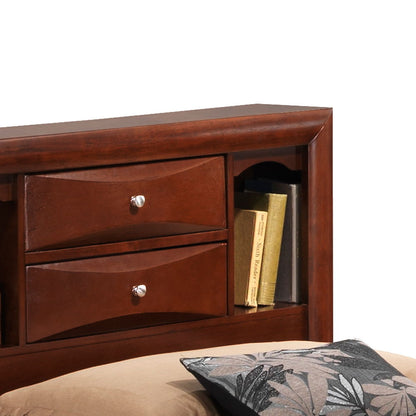 Modern design storage bed with bookcase headboard, two drawers with knobs on Tampa Home & Garden Store