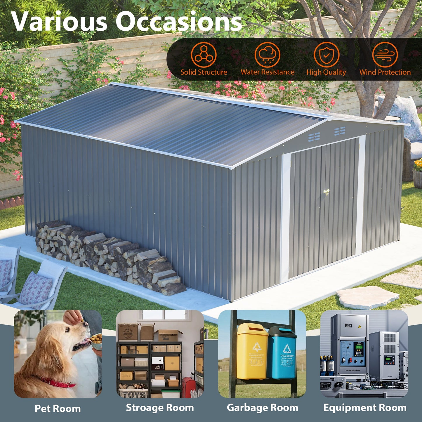 Secure 12X14 Ft Metal Shed For Home And Garden