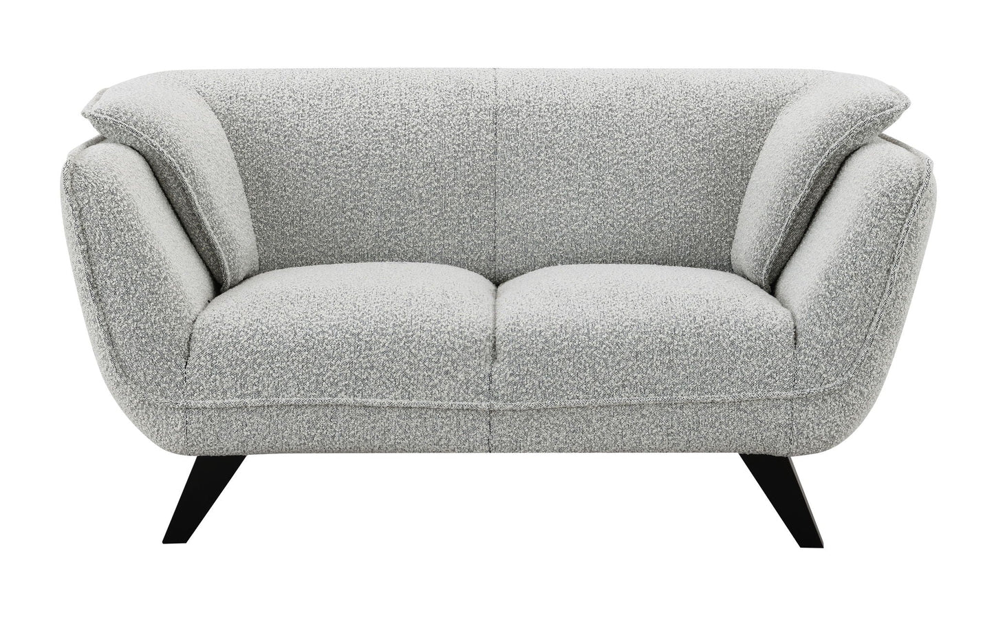 Nayeli Boucle Loveseat light grey boucle upholstery with black angled legs by HouseOfZazla on Tampa Home & Garden Store