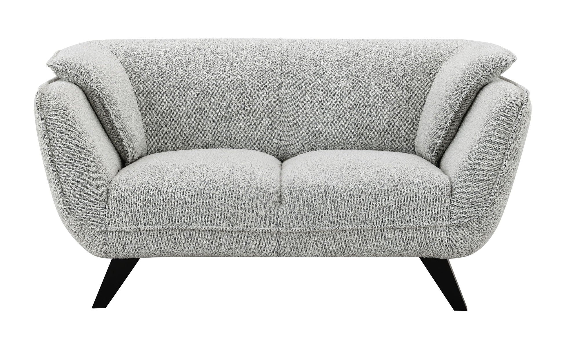 Nayeli Boucle Loveseat light grey boucle upholstery with black angled legs by HouseOfZazla on Tampa Home & Garden Store