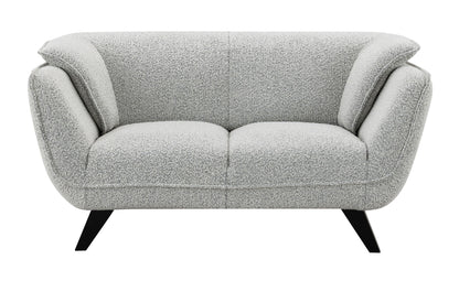 Nayeli Boucle Loveseat light grey boucle upholstery with black angled legs by HouseOfZazla on Tampa Home & Garden Store