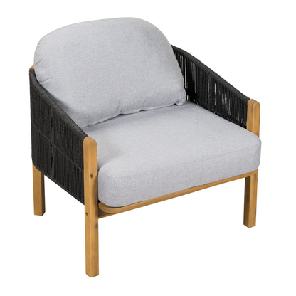 Acacia Wood and Woven Rope Outdoor Club Chair