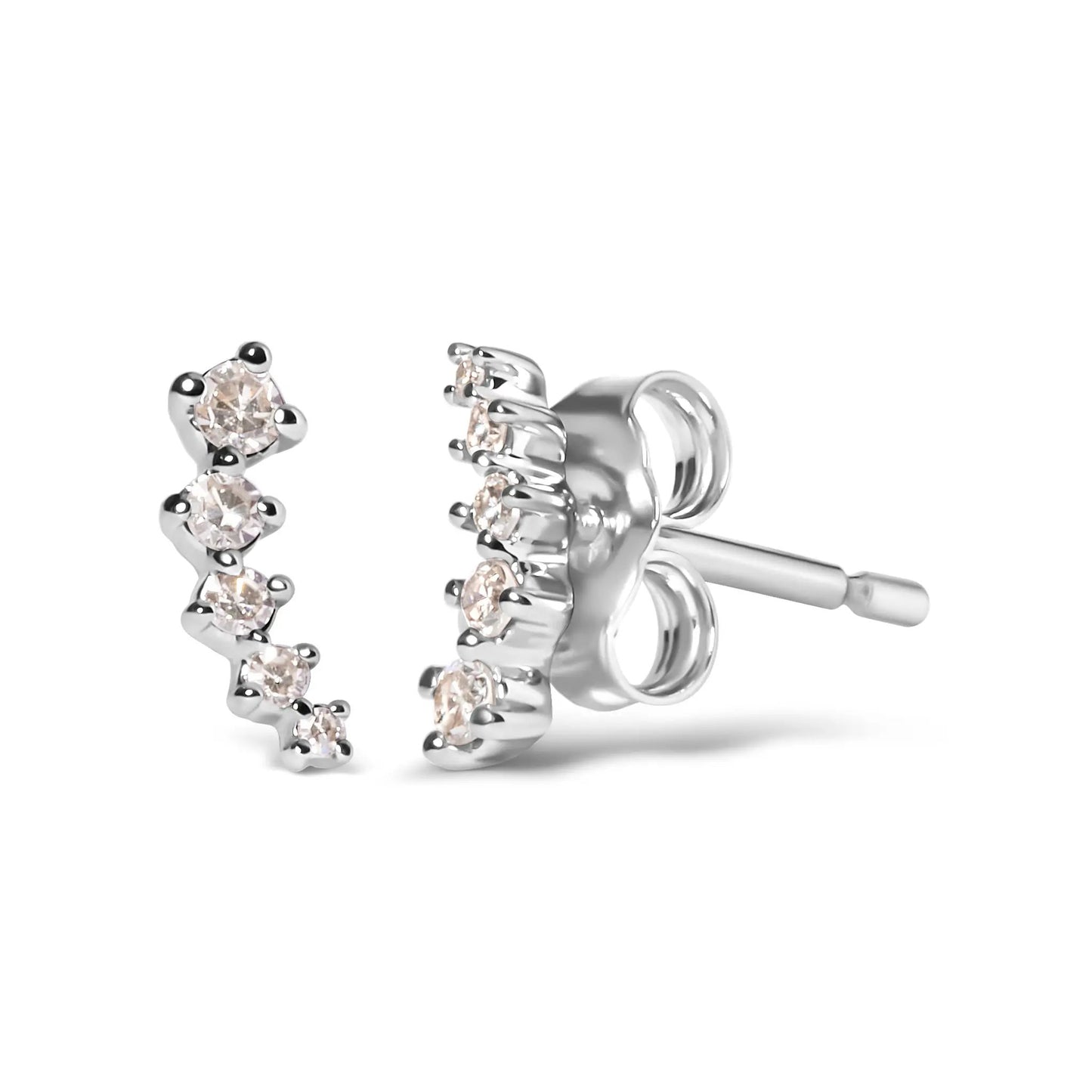 Earrings: 10K white gold diamond journey-climber and stud, 1/10 Cttw, H-I color I1-I2 on Tampa Home & Garden Store