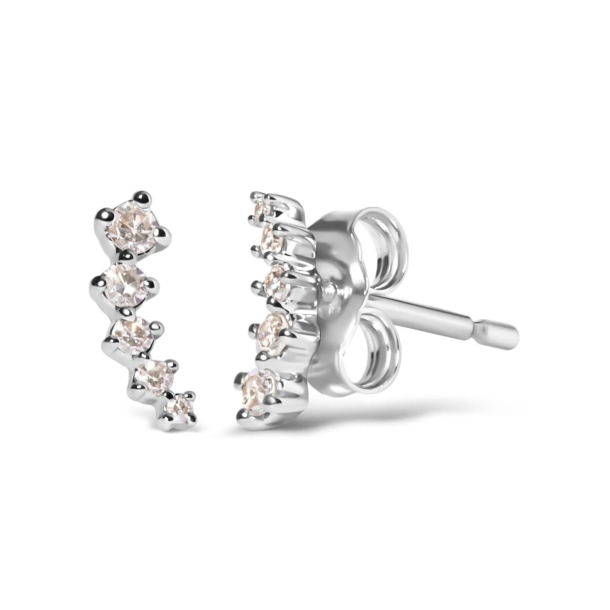 Earrings: 10K white gold diamond journey-climber and stud, 1/10 Cttw, H-I color I1-I2 on Tampa Home & Garden Store
