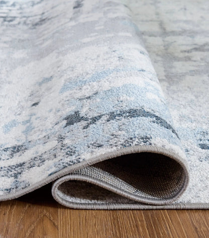 Emertonly Washable Rug With Abstract Blue Gray