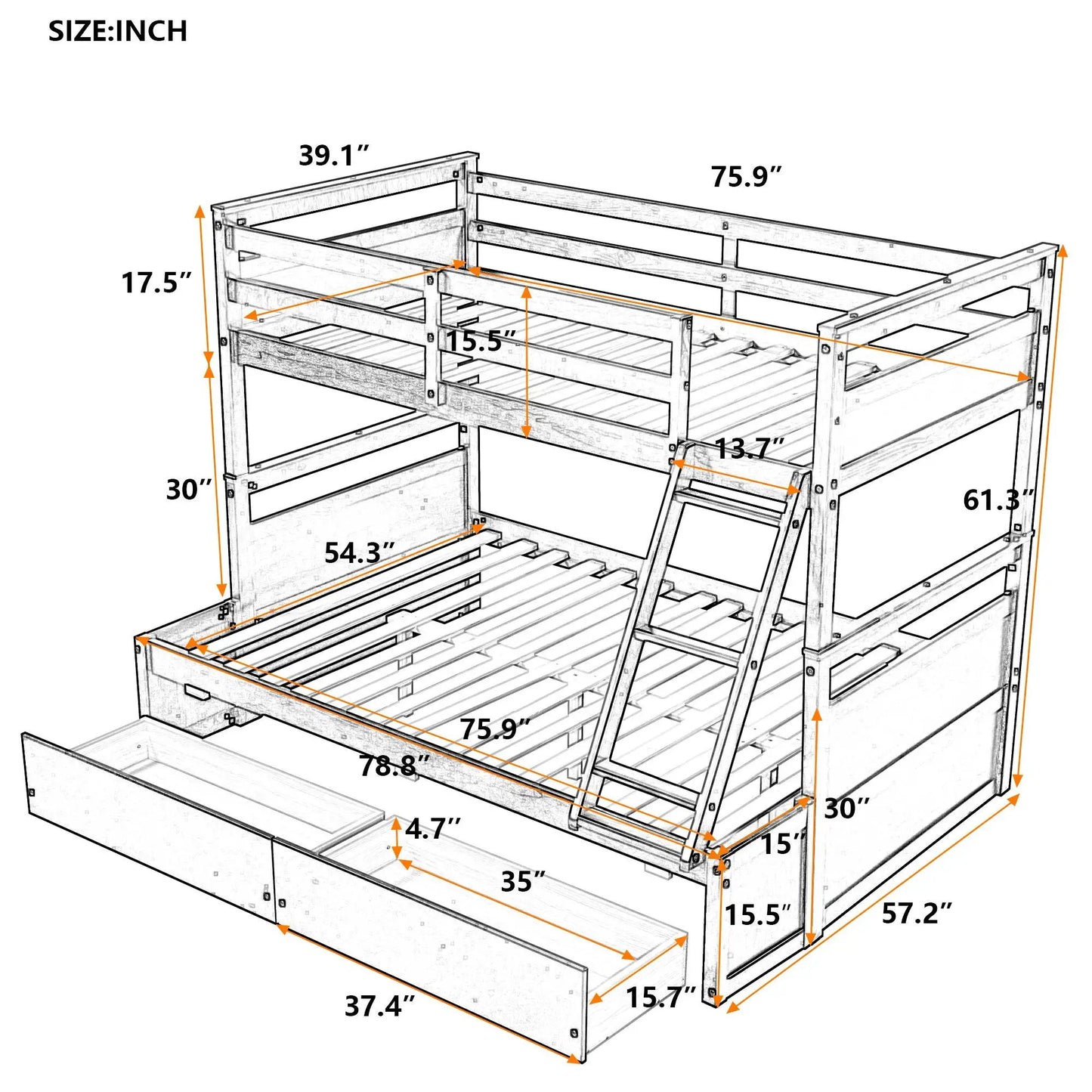 Bunk Bed With Storage and Drawers For Small Rooms