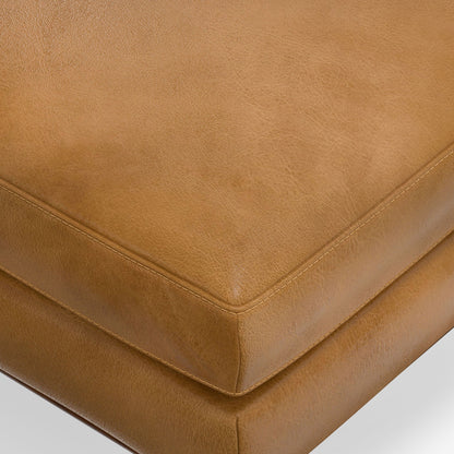 Morrison Ottoman by HouseOfZazla in tan leather with stitched seams on Tampa Home & Garden Store