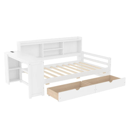 Corner Daybed With Storage Drawers and Bookcase