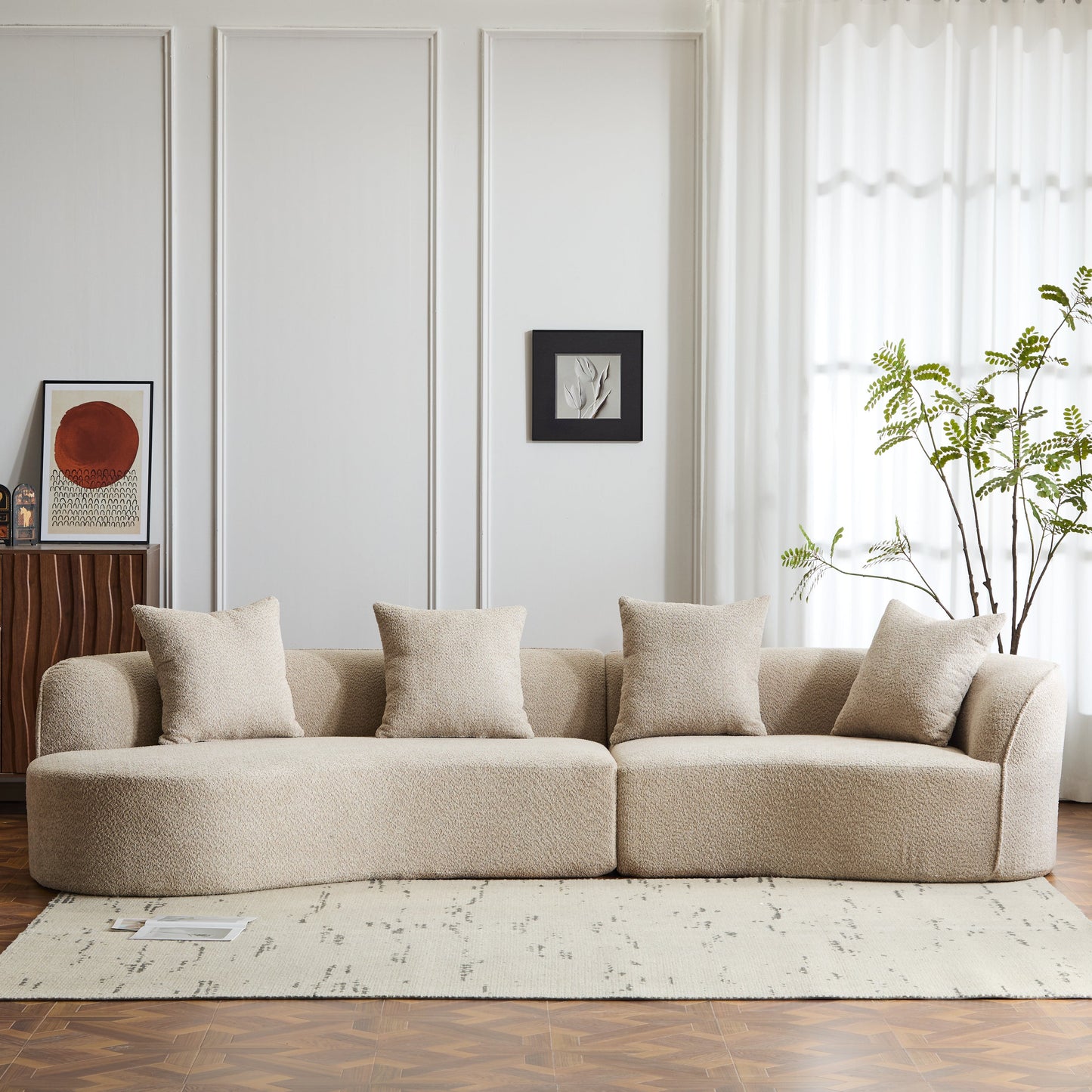 Curved Sectional Sofa and Almond Full Foam