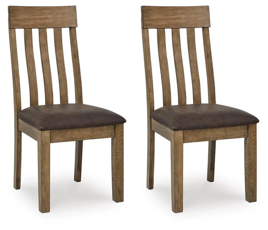 Urbinforte dining upholstered side chairs set of 2, light brown wood with padded seats on Tampa Home & Garden Store