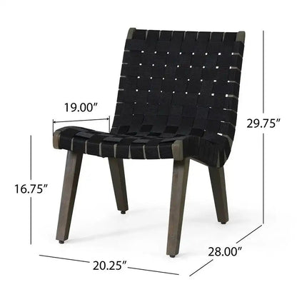 HouseOfZazla outdoor rope-weave chair, black seat/back with wooden legs from Patio Set on Tampa Home & Garden Store