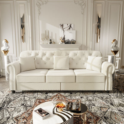 Upholstered Sofa Set with Nailhead and Pillows