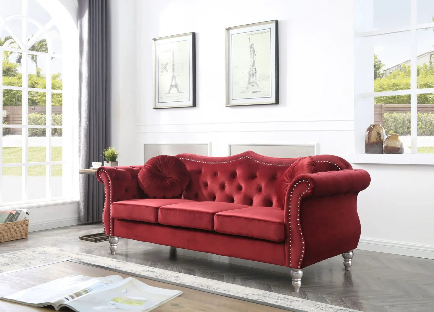 Hollywood Sofa with Glam Tufted Nailhead Trim