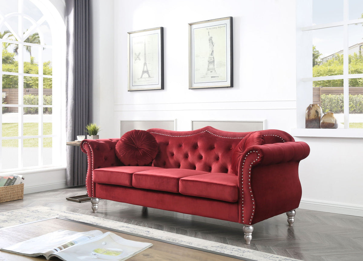 Hollywood Glam Sofa and Tufted Nailhead Trim