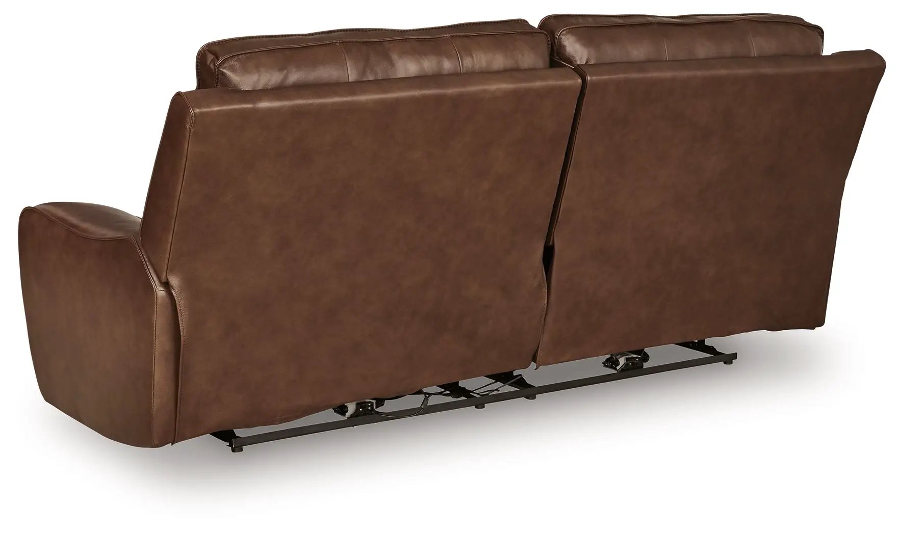 DeepWakes 2-seat power reclining sofa with adjustable headrest in brown leather on Tampa Home & Garden Store