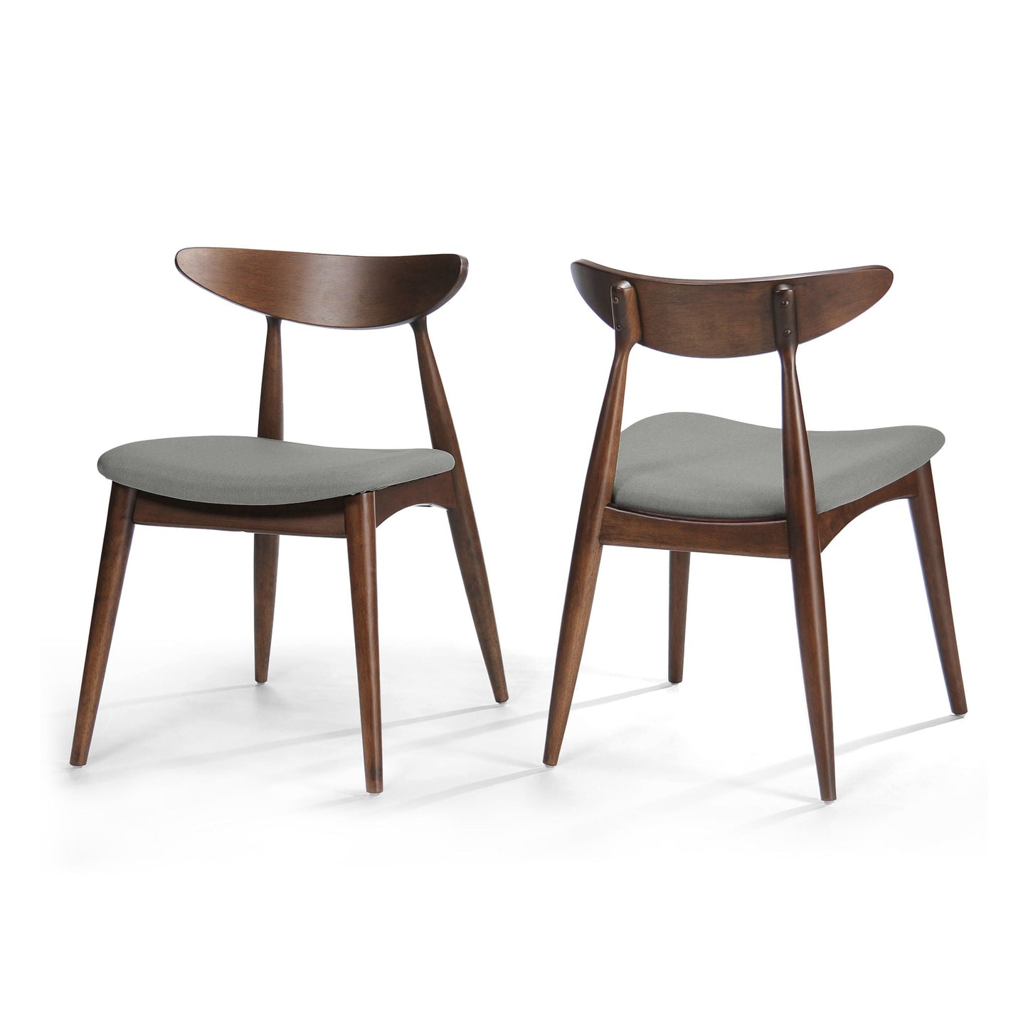 Retro Dining Chairs Set of 2 by HouseOfZazla with curved wooden backs and gray upholstered seats on Tampa Home & Garden Store