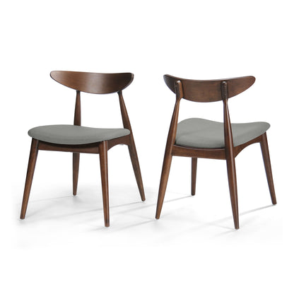 Retro Dining Chairs Set of 2 by HouseOfZazla with curved wooden backs and gray upholstered seats on Tampa Home & Garden Store